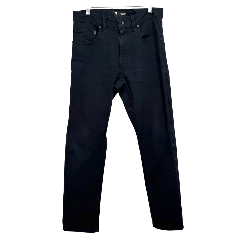 Nike SB FTM Chino Pants Mens 28 Black Stretch‎ Skateboarding Trousers Slim Fit
